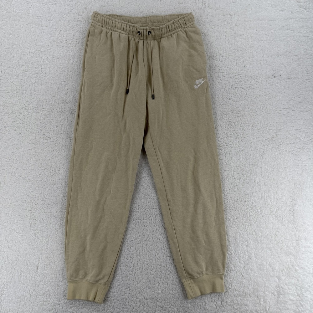 Nike Pants Mens Medium Beige Yellow Fleece Joggers Sweatpants Elastic Waist